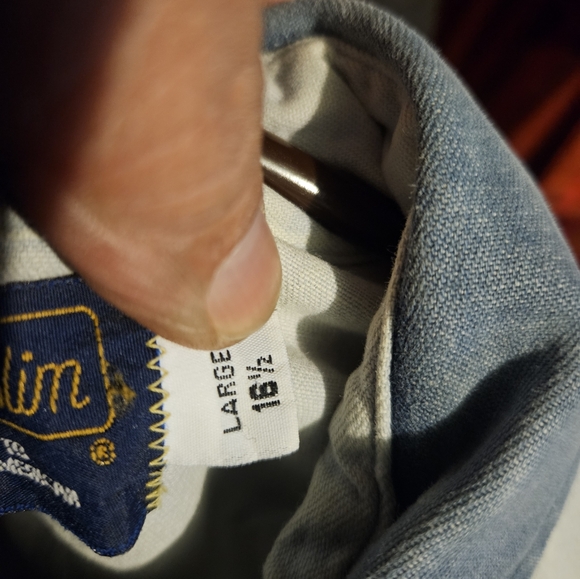 Men's Panhandle Slim Western Retro Two Tone Denim Button Down Shirt - Picture 6 of 7